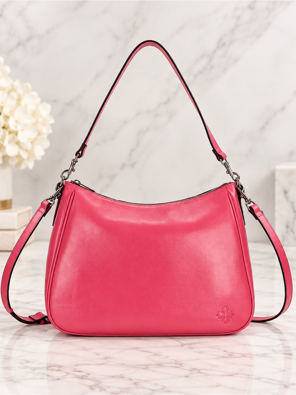 Patricia Nash Athani Large Leather Shoulder Bag - Petal pink